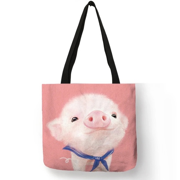 Handbags - Eco-Friendly Wilbur the Pig Folding Tote Bag
